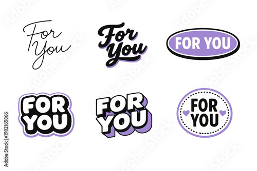 For you text designs collection in various styles and fonts