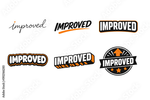 Collection of stylized improved logos with a variety of design elements