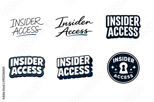 Variety of 'insider access' logo designs in different styles and fonts
