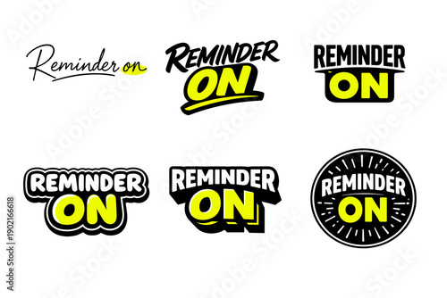 Creative reminder on text designs in bold yellow and black typography styles