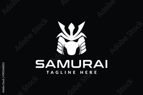 samurai logo vector illustration. samurai line art logo template