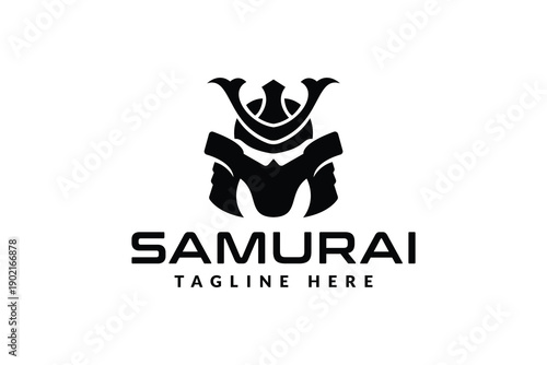 samurai logo vector illustration. samurai line art logo template
