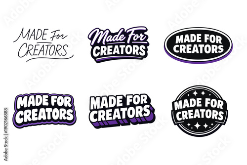 Six creative typography designs with 'made for creators' text