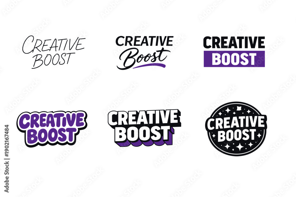 Obraz premium Creative boost logo design variations in unique typography styles
