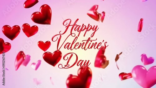 Valentines Day text and motion romantic heart on Valentines day 14
