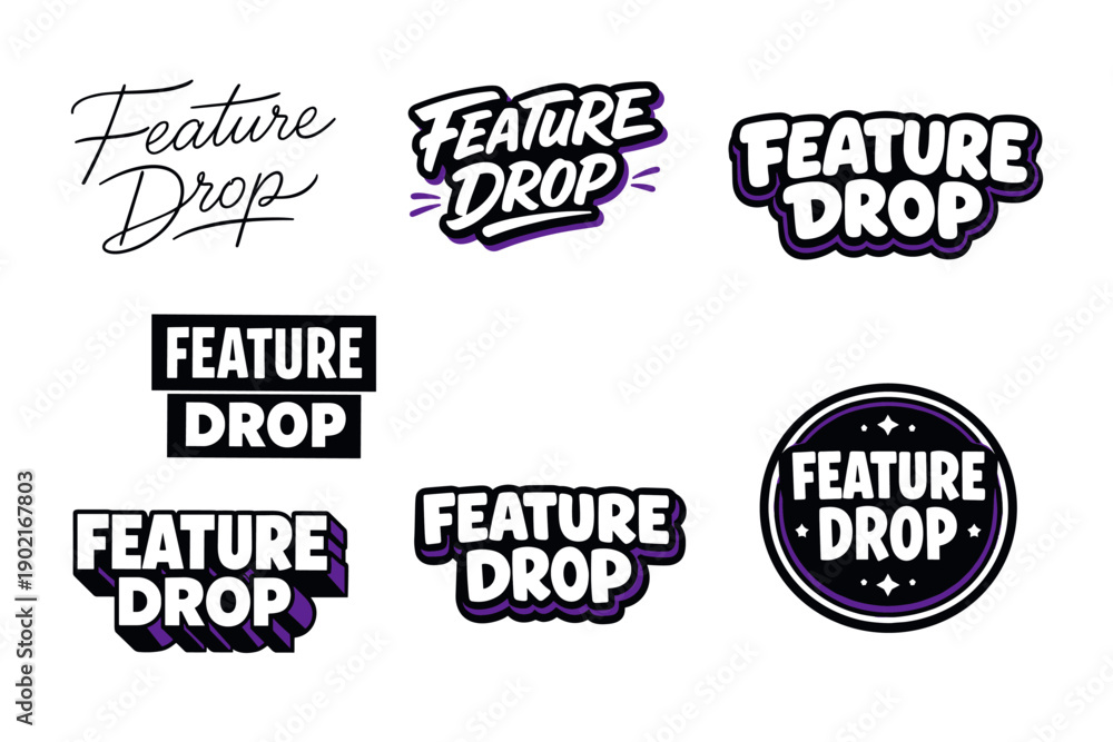Fototapeta premium Stylized feature drop text designs in various fonts and styles