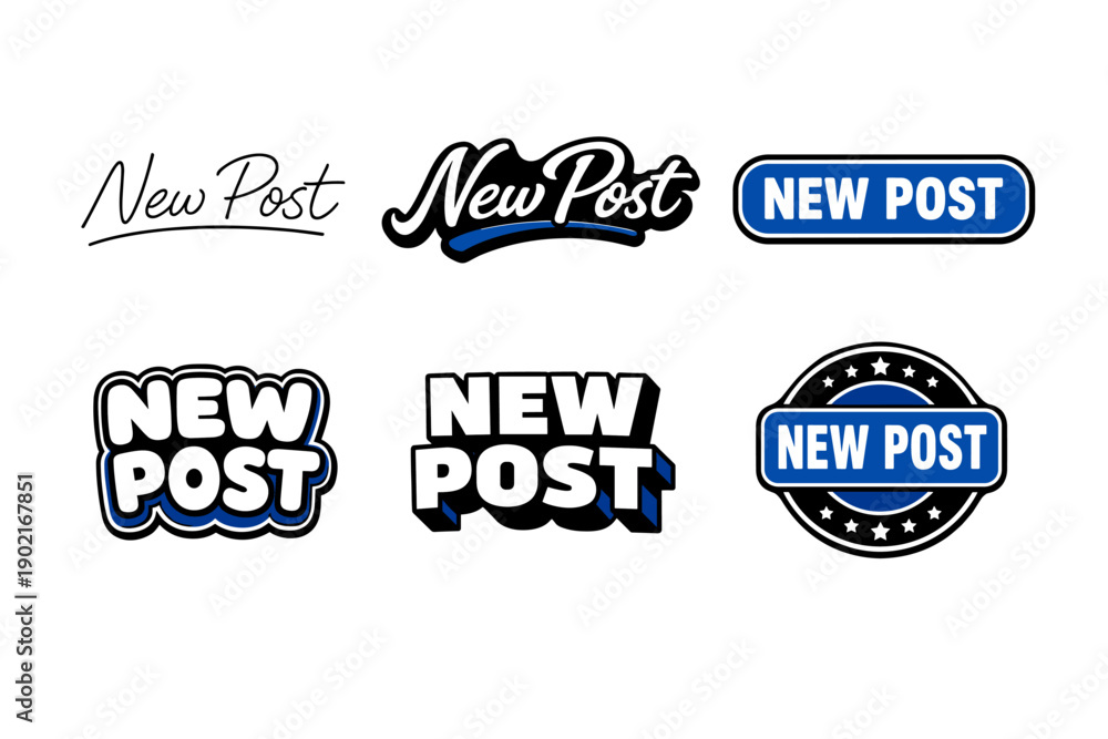 Obraz premium Set of stylish 'new post' icons and badges in various designs