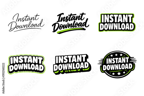 Instant download text design variations in modern styles and typography