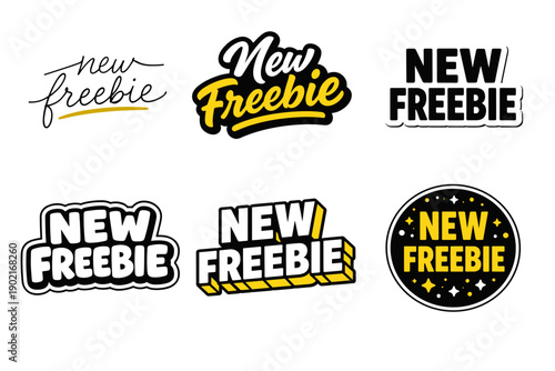 Set of new freebie text designs in black and yellow