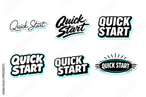 Set of six dynamic quick start logo designs in various styles