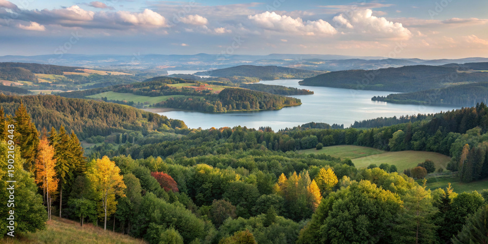 Naklejka premium Dreamy Colorful Nature Landscape in Poland Artistic Style