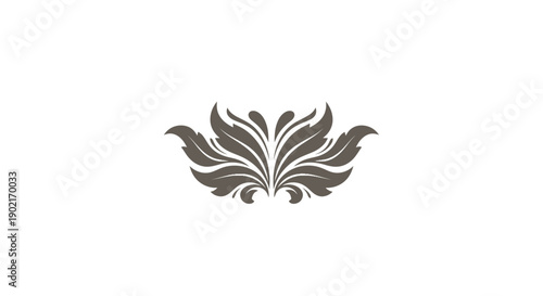 Symmetry Feather Curves Brown Motif Illustration Viewed Centrally on White Canvas