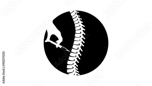injection into the spine, black isolated silhouette