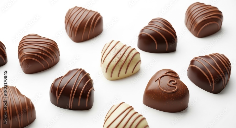 Obraz premium Heart Shaped Artisan Chocolates Collection for Valentine's Day Gift