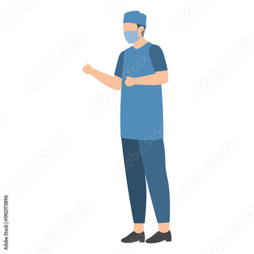 Doctor Wearing Surgical Scrubs and Mask Illustration