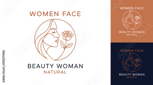 A set of minimalist line art illustrations of a womans face and beauty, natural, elegant, and classy designs for beauty woman natural logo