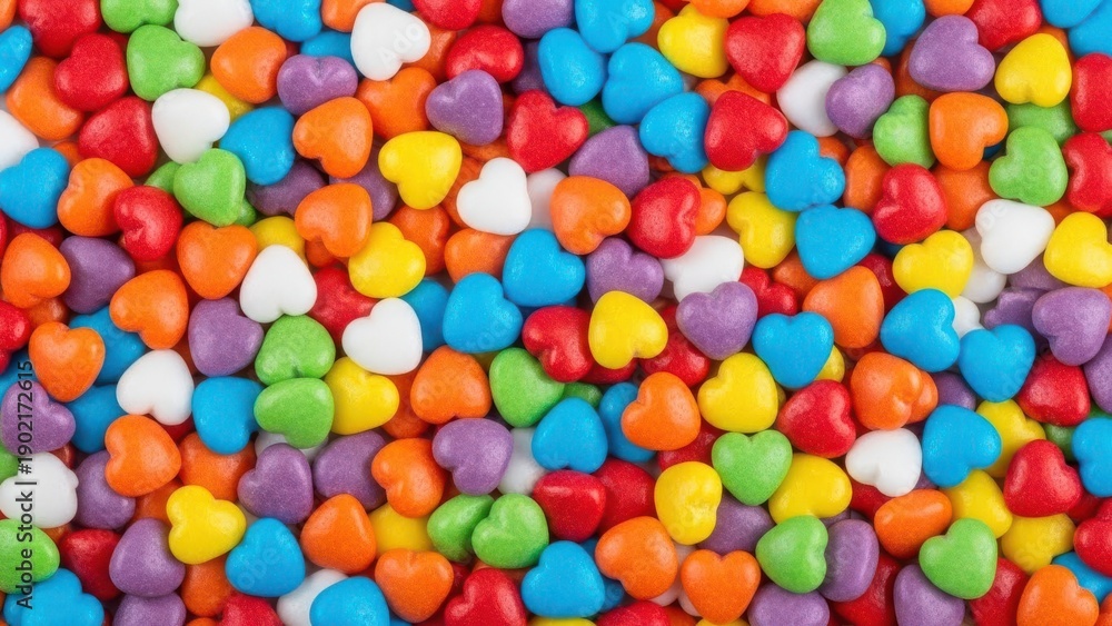 Obraz premium Colorful Heart Candies Pattern Texture Background for Sweet Celebrations