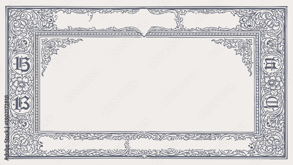 Obraz premium Vector vintage border frame engraving. vintage design elements