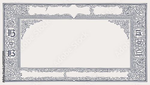 Vector vintage border frame engraving. vintage design elements