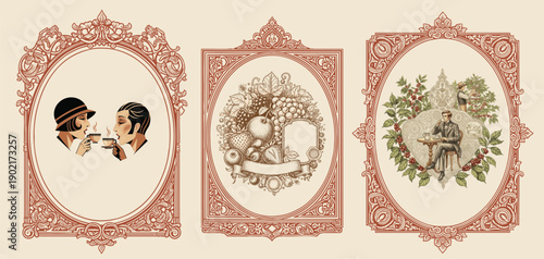 Vintage frames collection. Luxury classic vignettes, borders, labels and monograms isolated on a white background. Decorative calligraphic elements for certificates, posters and cards in retro style.