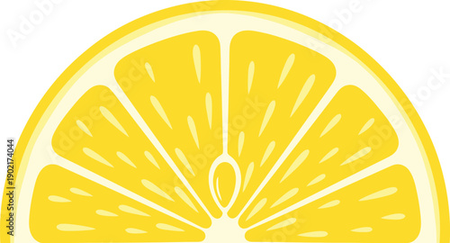 Abstract illustration of a vibrant, juicy lemon slice with a white background, perfect for food and drink themes
