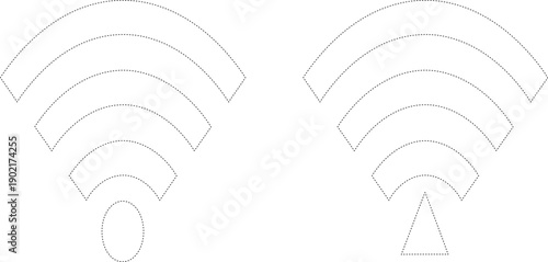 Two Wi-Fi Signal Icons with Circular and Triangular Base Element