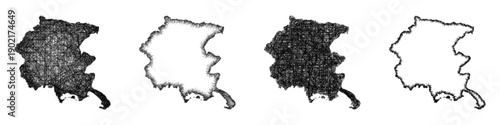 Sketch Friuli-Venezia Giulia map design set