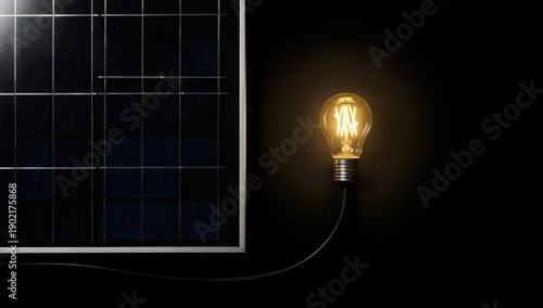 Solar Panel Powering Light Bulb Concept
