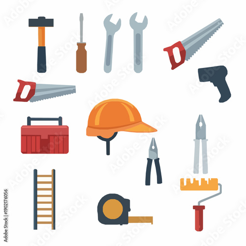 Tool repair and construction icon set vector illustration