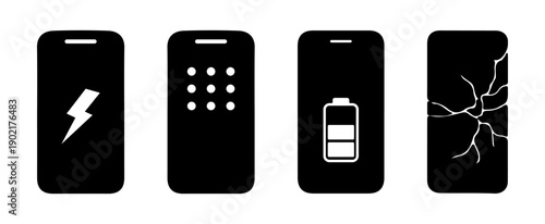 Simple mobile phone mockup vector illustration, solid black flat design, minimal modern smartphone shape.