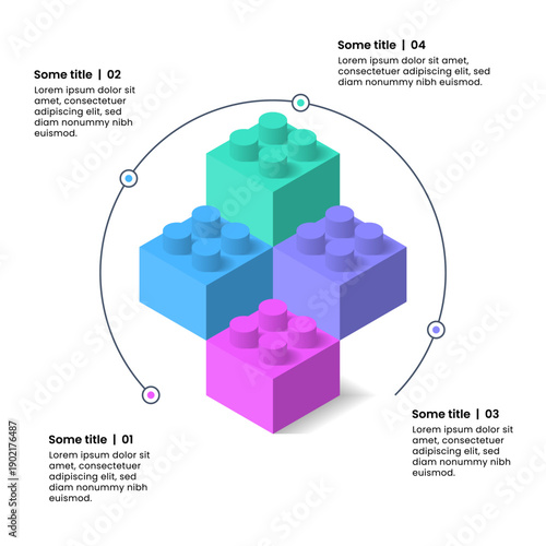 Infographic template. 4 building blocks with text