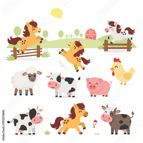 Farm Animals and Horses Set