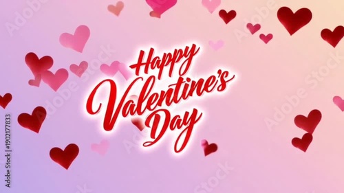 Animation of happy valentines day text over hearts
