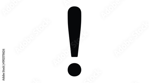 Simple black exclamation point icon on a stark white background