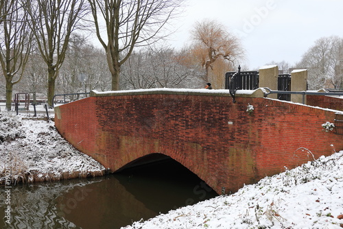 Wallpaper Mural Erasmuspark Entrance Bridge with Snow in Amsterdam, Netherlands Torontodigital.ca