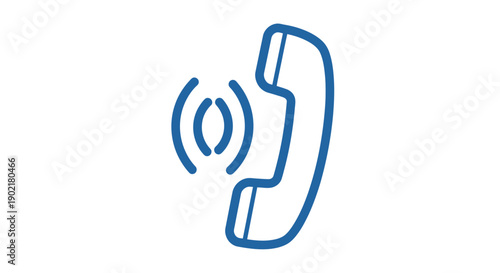 A simple blue outline icon representing a ringing telephone handset with sound waves emanating from it.