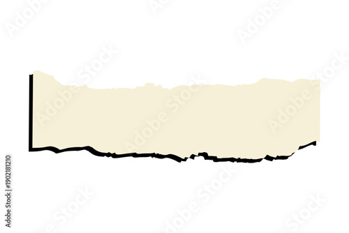 Blank Horizontal Torn Paper Strip with Rough Edge on Gray Background, Ripped Paper Banner with Rough Edge on Gray Background, Minimal Mockup