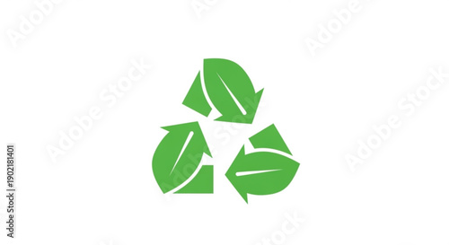 Green recycling symbol with leaves on white background eco friendly logo for environmental conservation and sustainability