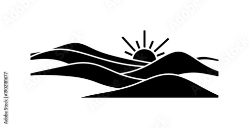 Silhouette of Sunset Over Wavy Hills