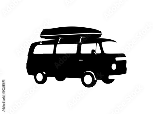 Minimalist Van with Roof Box Vector Silhouette