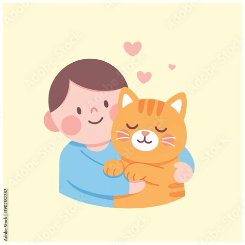 Woman Hugging Cat with Love.