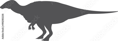 A large dinosaur is shown in a black and white photo