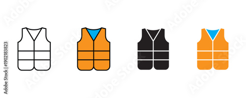 Reflective safety vest icon vector. Construction high-visibility jacket and industrial protective equipment symbol. Vector illustration.