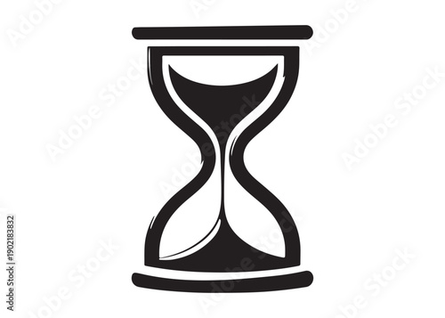 hourglass logo silhouette vector, silhouette hourglass vector illustration, sandglass silhouette logo, sand flowing inside hourglass showing time passing logo vector silhouette on white background