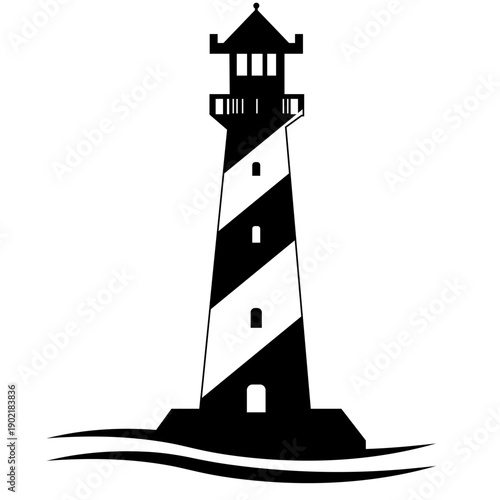  lighthouse, a classic maritime symbol vector illustration silhouette 