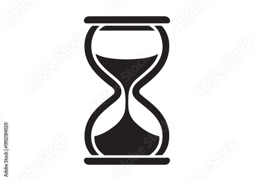 hourglass logo silhouette vector, silhouette hourglass vector illustration, sandglass silhouette logo, sand flowing inside hourglass showing time passing logo vector silhouette on white background