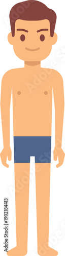 A cartoon man is standing with his arms crossed and a frown on his face