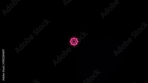 Glowing polygon and rectangle neon tunnel  on black background