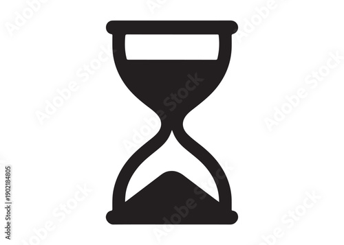 hourglass logo silhouette vector, silhouette hourglass vector illustration, sandglass silhouette logo, sand flowing inside hourglass showing time passing logo vector silhouette on white background