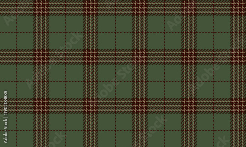 Seamless plaid fabric in green, brown, and beige. The simple yet elegant design is perfect for fashion design, creating both classic and modern looks for clothing, skirts, and trousers.